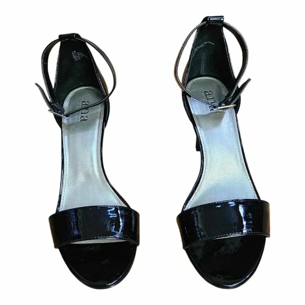 New a.n.a Black Ana Zita Ankle Strap Open Toe High Heels Size 10 Medium - Picture 2 of 9